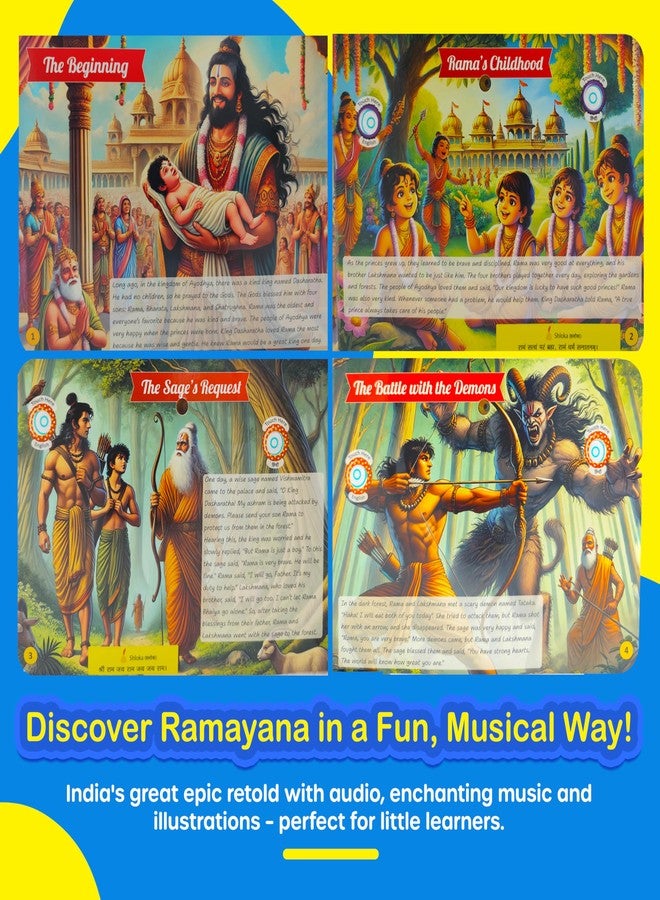 Kiddale Ramayan & Krishna Musical Sound Books for Kids | Audio Stories in English & Hindi | Learn Indian Culture, Sanskar & Moral Values | Ideal Gift for Children 2-7 Years - Image 3